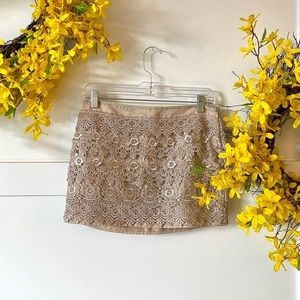 Sans Souci Mini Skirt with Beige Lace Overlay (S)